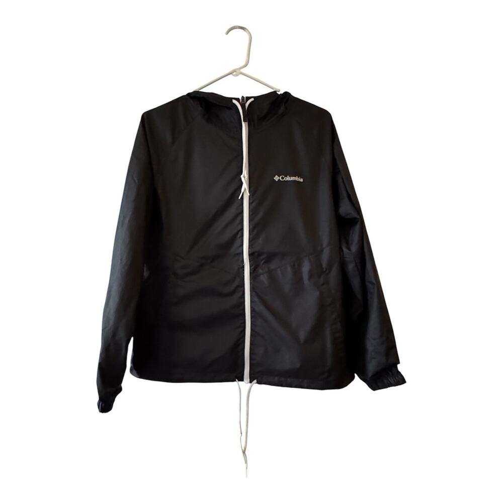 Columbia Flash Forward Hooded Windbreaker Black & White Full-Zip Jacket Size S
